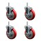 Service Caster 5 Inch Red Polyurethane Wheel Swivel 58 Inch Threaded Stem Caster Set with Brake SCC SCC-TS20S514-PPUB-RED-TLB-58212-4 - alternate 1